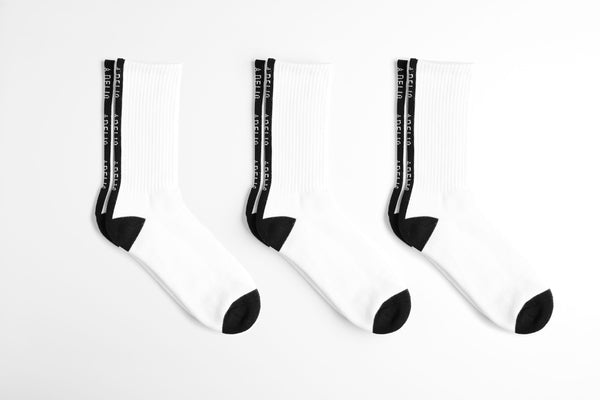 Adelio 3 Pack of White Striped Socks